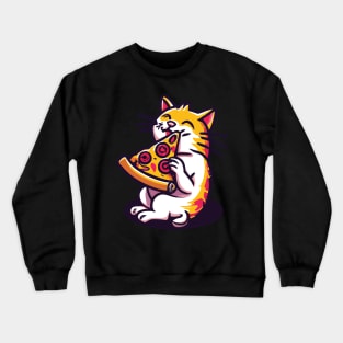 Cat eats pizza Crewneck Sweatshirt